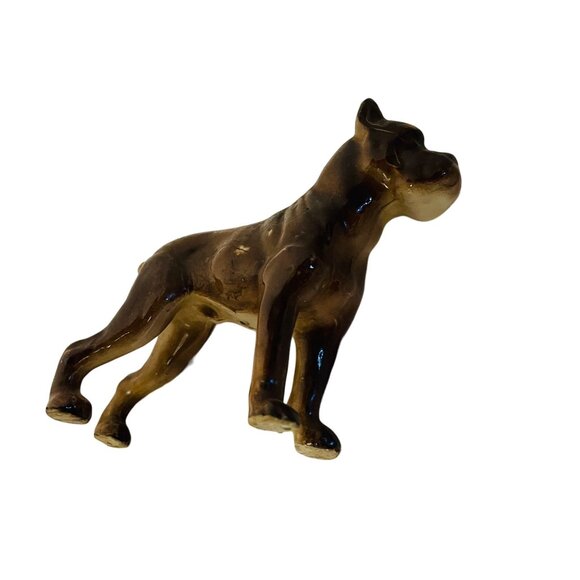 Vintage Ceramic Boxer Dog Brown Figurine 4” Glaze - Picture 6 of 6